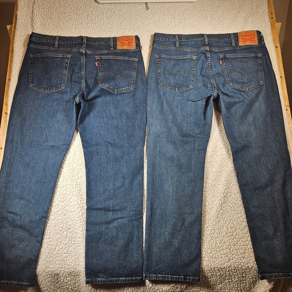 Mens Levis 514 Straight Fit Jeans Dark Wash Blue Denim 38x30 Lot of 2 - Picture 10 of 14